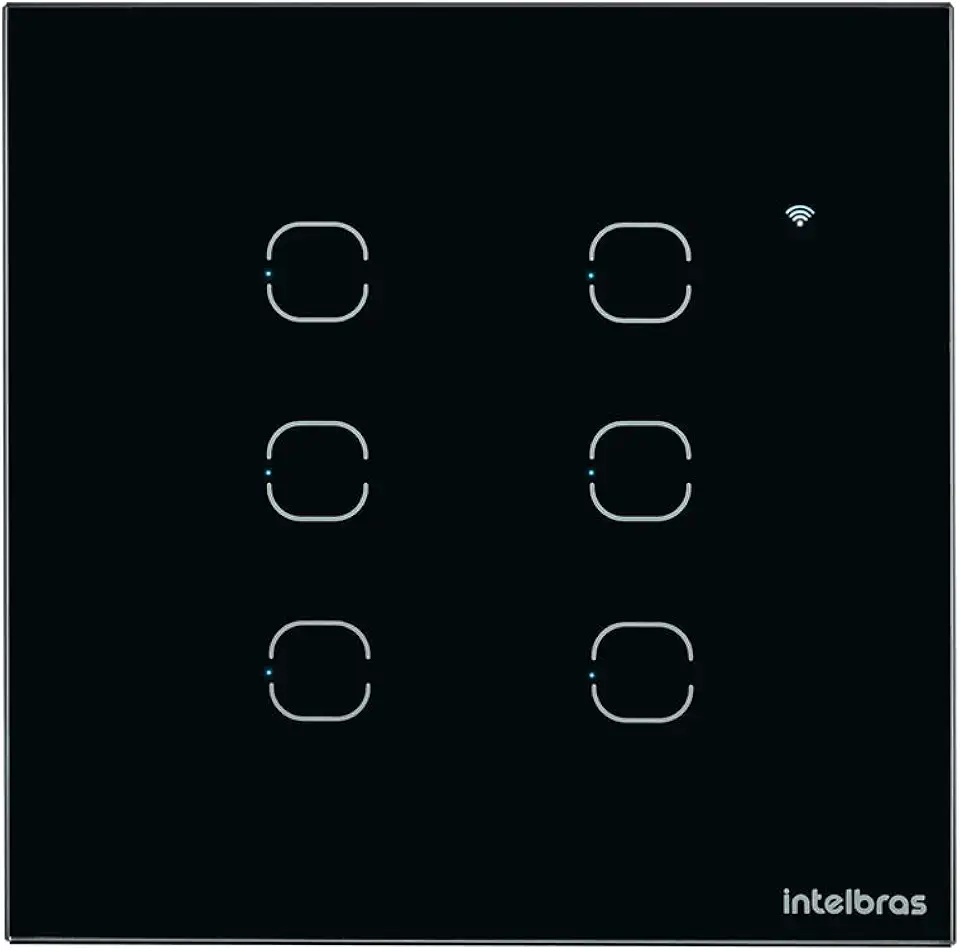 Interruptor Smart Wi-Fi Touch Compatível com Alexa 6 Teclas EWS 1006 Preto Intelbras
