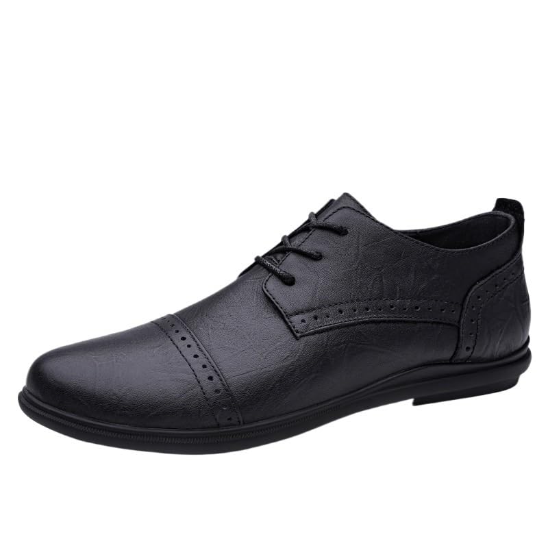 Formal Oxford Shoes for Mens Genuine Leather Cap Toe Design Anti-Slip Non Slip Resistant Classic Wedding Vintage Lace Up