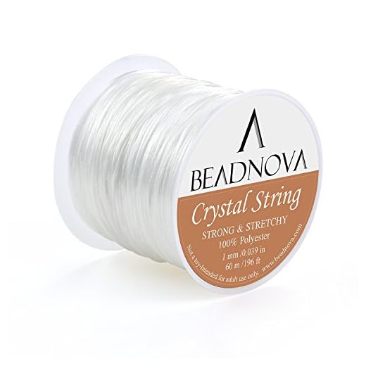 BEADNOVA 1mm Elastic Stretch Crystal String Cord for Jewelry Making Bracelet Beading Thread 60m/roll (Clear White)