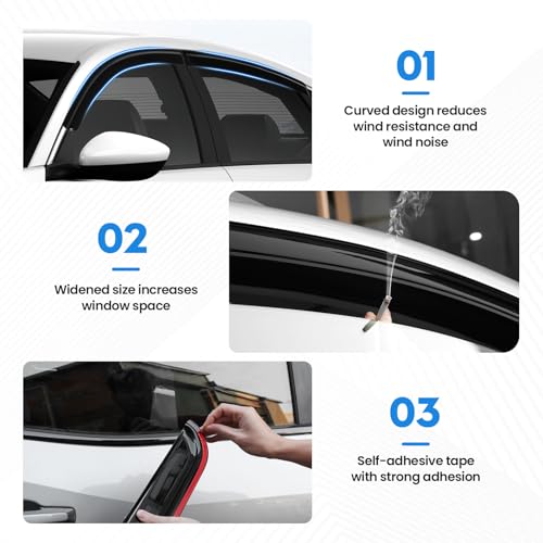 Image of Accord Rain Guards - Window Visors for Honda Accord 2023-2025 2026, Out-Channel Side Window Rain Guards for Accord Accessories, 4PCS, Black, Car Accessories