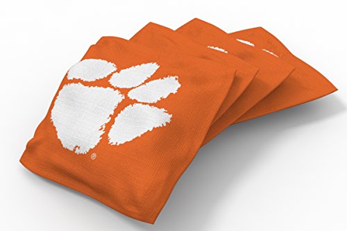 Wild Sports NCAA College Clemson Tigers Orange Authentic Cornhole Bean Bag Set (4 Pack)