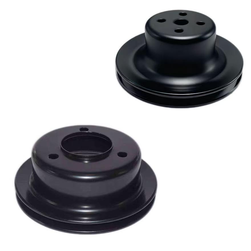 Black Steel Water Pump Pulley(1 Groove) & Crankshaft Pulley Single (1 Groove) Fits for Ford Small Block 260 289 1965-1967 V8