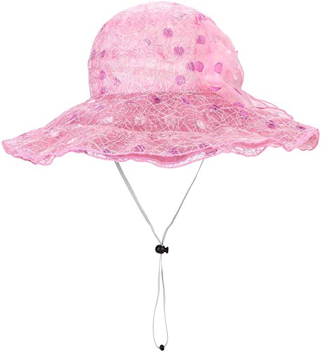 Crayoasis Ladies Oganza Sun Hat Summer Derby Church Hat Wide Brim Beach Hat Breathable Ruffles Hat Folding Sun Protection Cap Floppy Hat for Church Kentucky Derby Wedding Party Beach Travel Outgoing