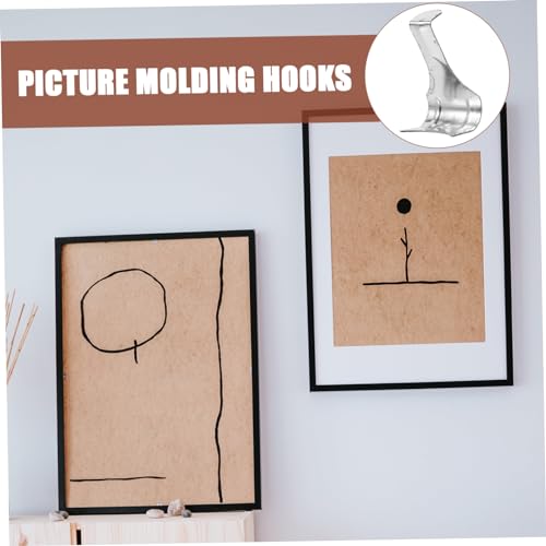 Image of TEHAUX 50pcs Heavy Duty S-Shape Picture Molding Hooks Picture Rail Hangers Easy to Install for Art Exhibitions and Frame Display Sturdy and Deform-Resistant