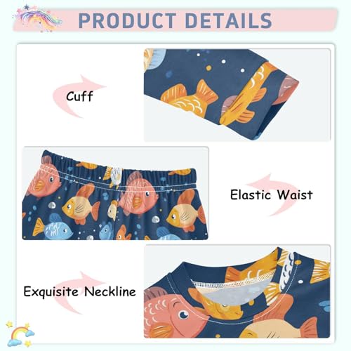 Pajama Sets Long Sleeve Cute Colorful Fish Soft Comfy Sleepwear 2 Piece PJS 3-8T4