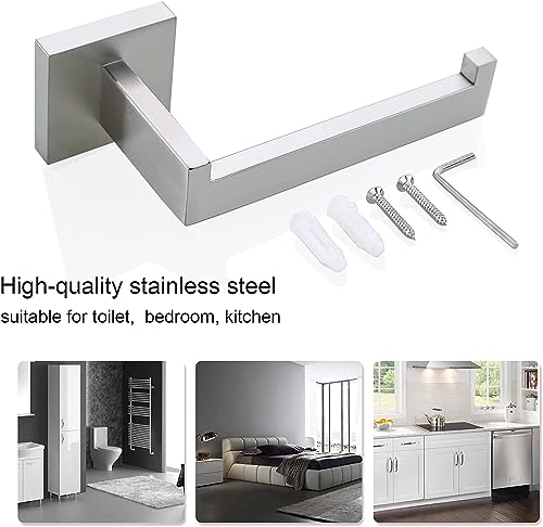 Image of TQKAG Brushed Nickel Toilet Paper Holder, Modern Square Tissue Roll Holder | SUS304 Stainless Steel, 6.38 Inch, Modern Square Tissue Roll Holders, Wall Mount, 2 Easy Installation Options, Kitchen