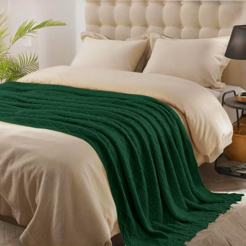 Blanket-Knitted-Faux-Cashmere-Blanket-Classic-Diamond-Pattern-Knitted-Blanket-with-Tassels-Sofa-Bed-Travel-5060-Dark-Green Blanket Knitted Faux Cashmere Blanket Classic Diamond Pattern Knitted Blanket with Tassels Sofa Bed Travel 5060 Dark Green