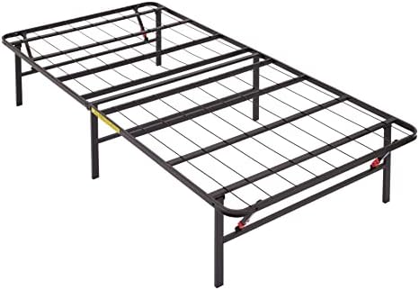 Amazon Basics Foldable Metal Platform Bed Frame with Tool Free Setup, 14 Inches High, Sturdy Steel Frame, No Box Spring Needed, Twin XL, Black