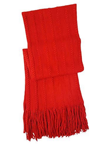BRUCERIVER Damen Ultra Weich Gestrickter Schal & Handschuh Set Touchscreen Funktion Cashmere Gefühl Cable Design Rot Touchscreen,Einheitsgröße