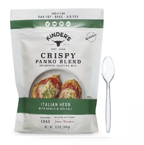 Kinder Crispy Panko Blend, Italian Herb with Garlic and Sea Salt, 13 oz. Included 2 Clear Heavy-Weight Plastic Spoons 6.55