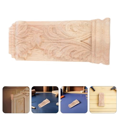 Ménsulas de madera tallada Zerodeko de estilo europeo 8x18 cm para columnas y muebles vintage 8