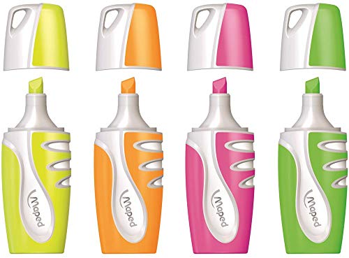 Maped Fluo Peps Mini Highlighter, Assorted Colors, Pack Of 4 (742777) #TOP2