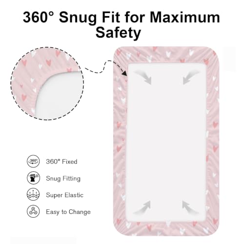 Image of Plushii 4 Pack Pack and Play Fitted Sheet s for Girls,Sweet Daisy | 38 inchx 26 inch Mini Crib Sheets,Soft Microfiber Pack and Play Sheet,Fitted for Mini Crib & Pack and Play Mattress, Playpen Sheet