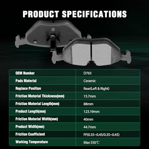 Image of AUTOMUTO 4PCS Rear Ceramic Disc Brake Pads Set D763 For BMW 318i 318is 318ti 320i 323Ci 323i 323is 325Ci 325i 325is 325xi 328Ci 328i 328is Z3 Z4 For Rolls-Royce Park Ward For Saab 2020 /9 /5
