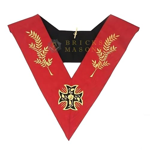 Bricks Masons Masonic AASR collar 18th degree - Knight Rose Croix - Croix pattée + Acacia Branches