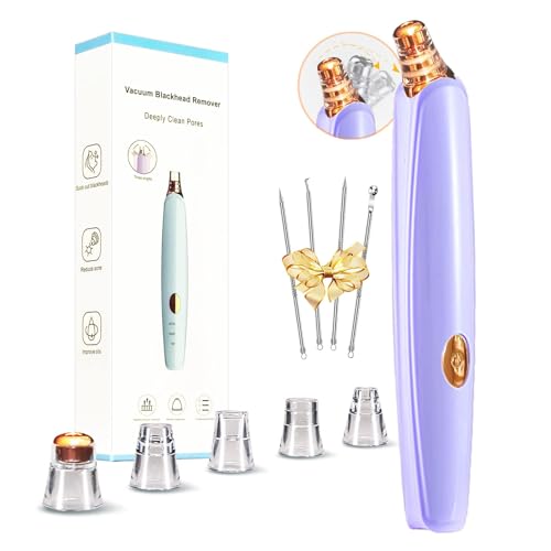 Blackhead Remover Pore Vacuum Cleaner - Upgraded Facial Pore Cleaner - Electric USB Pore Vacuum with 5 Probes - Upgraded Blackhead Suction Tool - Blackhead...