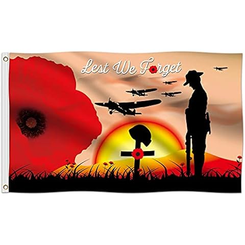 Funnlot Lest We Forget Flag Remembrance Day Flag 90 Cm X 150 Cm Remembrance Sunday Poppy Flag Remembrance Day Decorations for Heroes Soldiers Outdoors Street Square Lest We Forget Banner Poppy Flag Cover