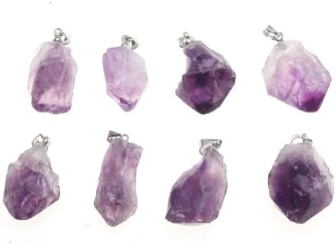 Jovivi Amethyst Citrine Crystal Pendant Necklace Handmade Natural Irregular Raw Crystal Reiki Healing Stone Jewellery,Mother Day Mum Gifts for Women