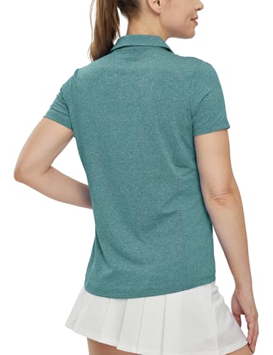 Image of BGOWATU Women's Short Sleeve Golf Tennis Polo Shirts V Neck Collared Workout Tops UV Protection Dry Fit