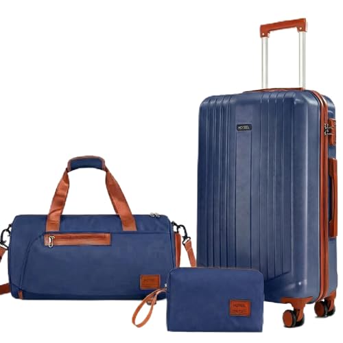 Image of Hoteel Luggage Sets 3 Piece, 4-Yr Warranty Durable Suitcase Dual-Spinner Wheel TSA Lock, Lightweight Travel Hardshell PC+ABS Carry on Luggage for Men&Women, Black(20in /DB /TB)