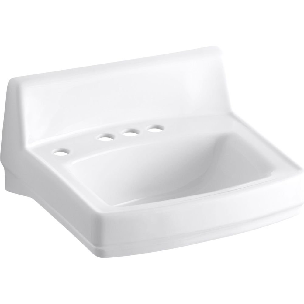 K-2032-L-0 - Fregadero de baño de un solo cuenco para montaje en pared, color blanco