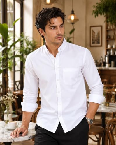 Image of Majestic Man Men's Solid Pure Cotton Casual Shirt - Slim Fit | Full Sleeves | Soft & Breathable Fabric