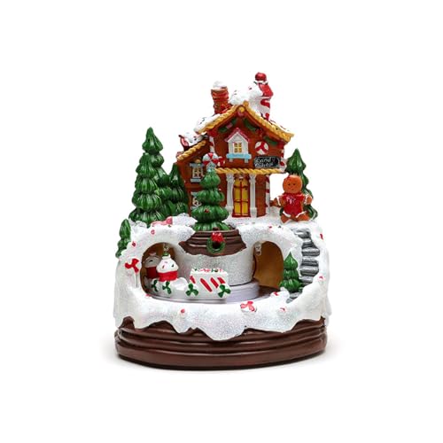 Qsvbeeqj Cabina de Navidad Caja de música con tren giratorio Luz LED para niñas mujeres mujeres cumpleaños San Valentín Navidad fiesta de Navidad centros de mesa decoraciones decoraciones