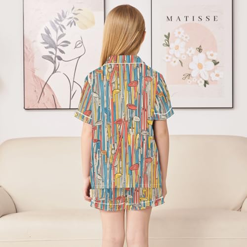 ALAZA Colored Ice Hockey Satin Pajamas Set Short Sleeve Button Down Sleepwear Summer Pjs 2 Piece4