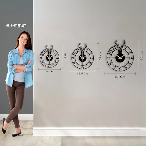 Image of Auromin Modern Wall Clock for Living Room Stylish Metal Wallclock for Bedroom & Hall, Kitchen, Office, Antique & Modern Big Size Clock | Premium Home Decor & Interior Watch