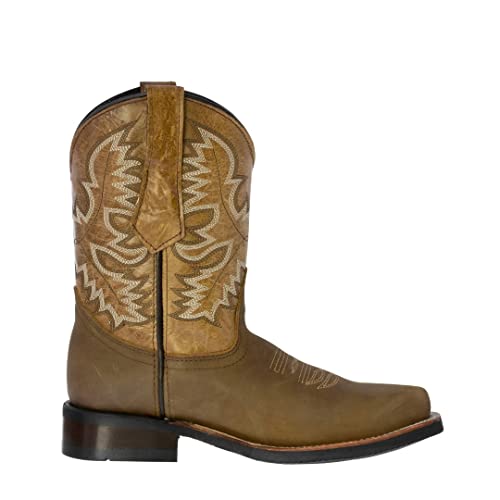 Texas Legacy Mens Sand Western Leather Cowboy Boots Rodeo Saddle Square Toe2