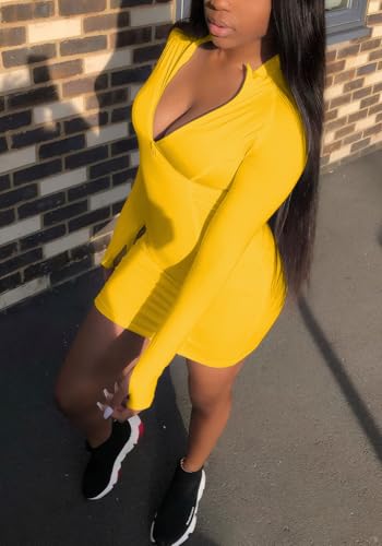 Image of Front Zipper Bodycon Dress Party Long-Sleeve Club Dresses