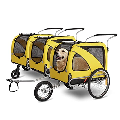 SEPNINE Hunde Fahrradanhänger, 3-in-1 Hundeanhänger & Jogger,Fahrradanhänger Hunde-600D Oxford Canvas,Mit Reflektor Und Bremse,Maximale Belastung 40kg