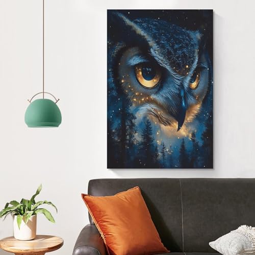 Tableau chouette 50x75cm pour cacher mur vide deco chambre