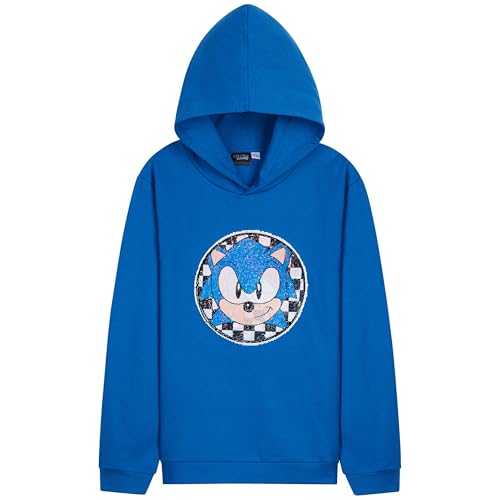 Get Trend SONIC THE HEDGEHOG Hoodie for Boys Teens Shadow Knuckles Tails Warm Hooded Sweatshirt Casual Pullover (Blue Sequin 9-10 Years)