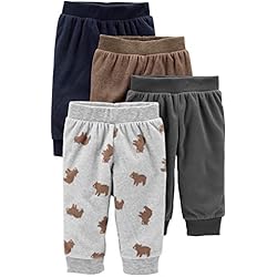 Pijamas Talla 24 Meses Simple Joys by Carter's Pantalones de Forro Polar Unisex Bebés, Pack de 4, Azul Marino/Gris Claro Estampado de Osos/Gris Oscuro/Marrón, 24 Meses