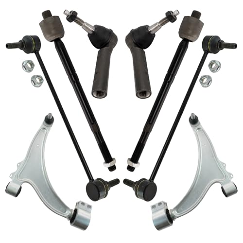 TRQ Front Steering & Suspension Kit Control Arm with Ball Joint Sway Bar Stabilizer Link Tie Rod Compatible with 2010-2012 Buick LaCrosse 2011-2012 Regal