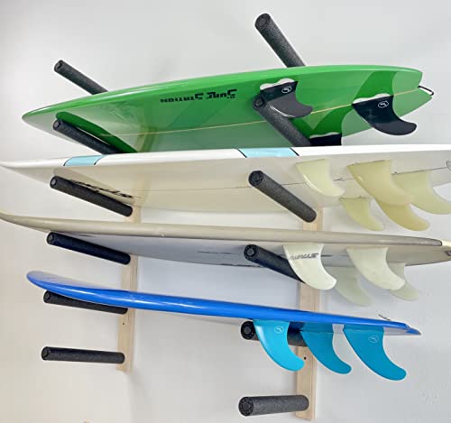 Surfboard, Wakeboard, Kiteboard Wall Rack Mount - Holds 6 Boards