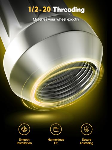 Image of MIKKUPPA 1 /2-20 Spike Lug Nuts, Chrome 1 /2x20 Solid Acorn Spiked Lug Nut | 20PCS 4.4 inch Tall, With Socket Key, Replacement for Jeep Wrangler Cherokee Liberty Tire Nuts
