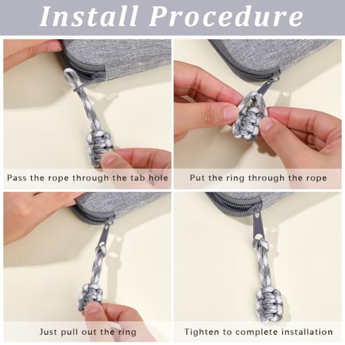 Image of GORGECRAFT 10Pcs Woven Zipper Pulls Polyester Zip Puller Extender Gray Rope Zipper Heads Slider Handle Cord Zip Pulls Tab for Suitcases Backpacks Luggage Purses Handbags Jackets Clothing Accessories