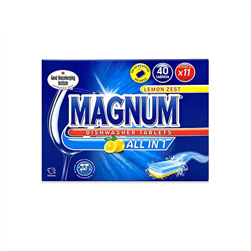 ALDI MAGNUM Spülmaschinentabs ohne Plastik - All in One | 5x 40er Packung (200 Stück) Phosphatfrei Tabs Geschirrspültabs wasserlösliche...