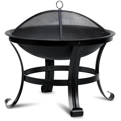 Berdsen Feuerschale 60 cm Feuerstelle Outdoor Feuerkorb Garten Rostfrei Stahl Pulverbeschichtet Schwarz