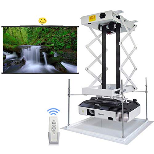 CGOLDENWALL Universel Support de Plafond pour Projecteur électrique 70 cm avec télécommande et Double Moteur Charge Max. 20 kg 48 x 48cm Personnalisable