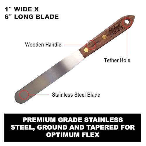 Albion Engineering Company 258-6S Classic Spatula, Stainless Steel, Hardwood Handle, 1" Wide Tip x 6" Long Blade image 5