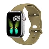 Tighesen コンパチブル Apple Watch バンド アップルウォッチ バンド 40mm 41mm 42mm 44mm 45mm 46mm 49mm for iWatch Ultra 3/2/1 SE Series 11/10/9/8/7/6/5/4 に対応 スポーツバンド 交換ベルト シリコン製 柔らかい 通気 耐衝撃 防汗 男性 女性 (オリーブグリーン, 44/45/46/49mm S/M)