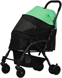 Carrinho de cachorro duplo carrinho de estimação carrinho de bebê 4 rodas dobrável para cão de gato roda dianteira com rotação de 360 ° carrinho de viagem para animais de estimação dobramento rápido carregamento máximo 15 kg animal de estimação (G)