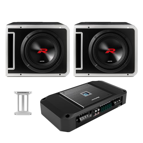 Alpine (2) R2-SB10V 10-inch R-Series Halo Preloaded Sub Enclosure Including ProLink™ w/ R2-A150M Amp Bundle