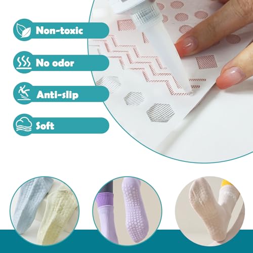 EIGTWEN Sock Stop, 100ml Sockenstopper Flüssig, 5pcs Stopper für Socken, klar, wasserfeste Stofffarbe für Sockenstopper, Kleiderbügel, Teppiche, Badezimmermatten, Sockstop ist Latexfrei und auf