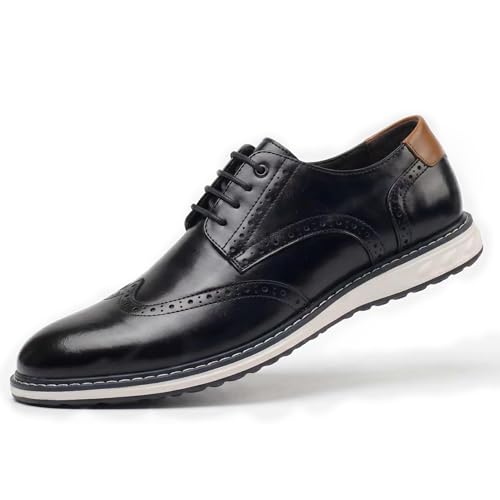 Image of Coramtty Men Casual Wingtip Arch Support Oxford Shoes Formal Sneakers | Timeless brogue silhouette, stable cushion layer, versatile matching style, suitable for ceremonies and daily outings