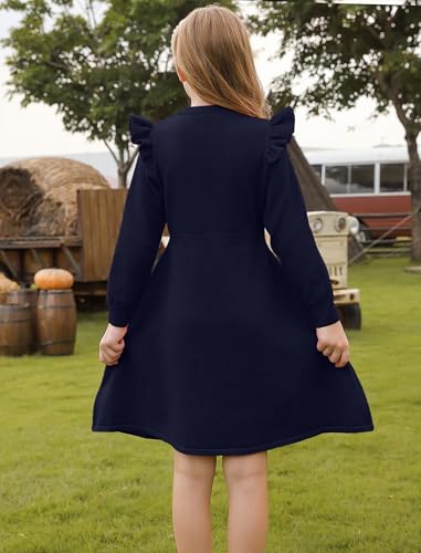 Girls Sweater Dress Fall Winter Long Sleeve Cable Knit Pullover Midi Dresses 5-14Y3