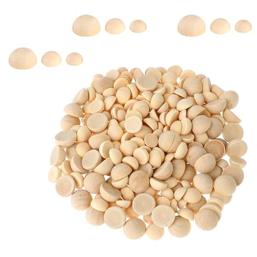 KLEHOPE Lot de 450 demi-boules en bois semi-rondes - 10millimètre, 12millimètre, 15millimètre -...